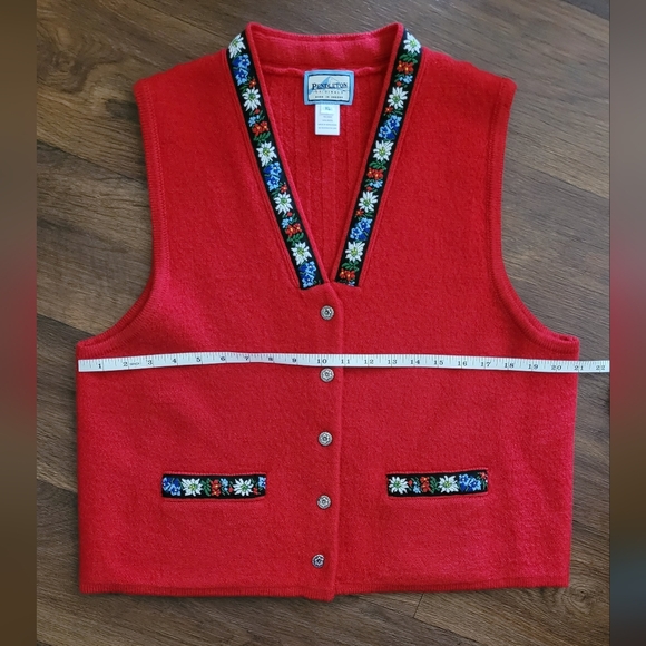 Vintage Pendleton 100% Wool 5 Button Vest, Women's XL, Bright Cherry Red - Picture 7 of 8